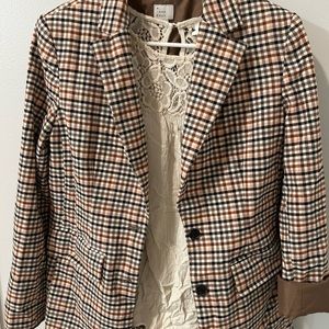 ( 2 for 1)  a New Day Plaid Jacket. Knox Rose lace shirt